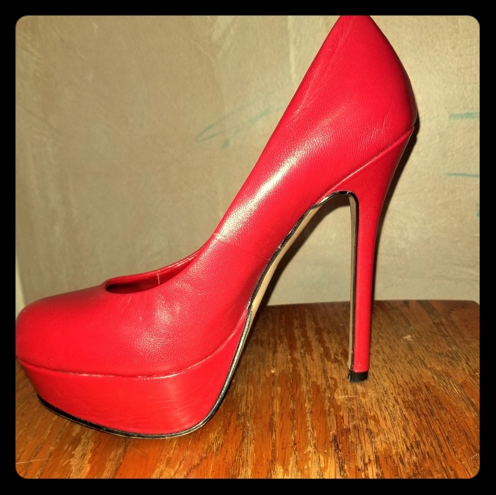 Bakers Red Platform Pumps